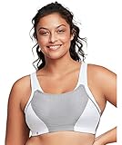 Glamorise Damen Verstellbarer Sport-bh Dirndl BH, Weiss/Grau, 100D EU