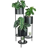 alma home Blumenständer Metall schwarz - faltbarer 6-Ebenen Pflanzenständer 80 cm Blumentopf hoch als Blumentreppe Outdoor, Blumenregal oder Deko Wohnzimmer
