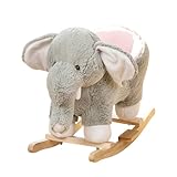 Schaukelpferd für Kleinkinder Elefanten Schaukelstuhl, Gefüllter Baby Schaukelpferd aus Holz für Jungen und Mädchen Weihnachten/Geburtstag Geschenk