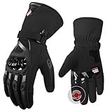 KEMIMOTO Winter Motorradhandschuhe, geprüfte Motorradhandschuhe,Motorrad Handschuhe Winter, Touchscreen Handschuhe, Wasserdicht, für Motorradfahren, Skifahren, Roller