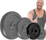 Miweba Sports Hantelscheiben Set HSG25 | 𝐏𝐫𝐨𝐟𝐢 Hanteln - Hantelscheibe - Hantel Scheiben - Gusseisen Gewichte - Ø 30/31 mm - Hantelset - Gewichtsscheiben - Hantelgewicht - Plates (4X 2.5 Kg)