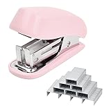 Volumoon Mini Tacker Set 26/6, Heftgerät Set, Stapler Klein, Hefter Klein Tragbar Heftgerät mit 830 Heftklammern, Manueller Tischhefter mit Heftklammern für Schulen Arbeitsplätze Familien (Rosa)