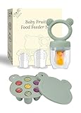 Silikon-Futterspender für Baby-Fruchtfutter, Schnuller und Muttermilch, Eis am Stiel, Gefrierschrank, Aufbewahrungsbehälter für Babynahrung, Eiswürfel für Babyzahnen und Selbstfütterung (Green)