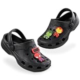 Marvel Clogs mit abnehmbaren Anhängern, Kinder Sandalen Strandschuhe Kinder - Geschenke für Jungs (Schwarz Avengers, 31 EU)