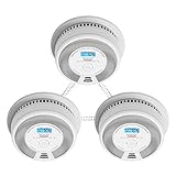 X-Sense Vernetzbarer kombinierter Rauch- und Kohlenmonoxid-Melder mit LCD Anzeige & 10 Jahres Batterie, SC07-W, 3er Set