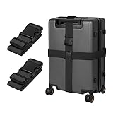 Schwarz Koffergurt Koffer Band 195cm Gepäckgurt Lang Koffer Gepäckgurte Kofferband Gurt Kofferbänder 2er Set,Verstellbare Koffer Gepäckgurte Luggage Strap für Koffer
