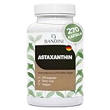 Bandini® Pure Astaxanthin 270 Kapseln, 9 Monate Vorrat (1 Kapsel pro Tag), Alge Haematococcus Pluvialis - Natürliches Astaxanthin, frei von Magnesiumstearat, GMO-frei