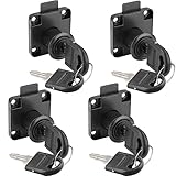 Litensh 4PCS Nockenschloss mit Schlüssel gleich, Sicherheit Schrankschloss Schubladenschloss Möbelschloß Möbelschloss Aufschraubschloss für Schränke Schubladen Schreibtisch Schwarz