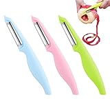 melebellot 3er Pack Kartoffelschäler,Edelstahl Universalschäler Mit Pendelklinge Für Obst Und Gemüse,Zackenschliffklinge/Zweischneidig(Grün+Rosa+Blau)