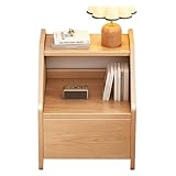 Nachttisch aus Massivholz für Schlafzimmer und Wohnzimmer, elegantes Design, platzsparende Möbel, kompakter, schmaler Beistelltisch mit 2 Schubladen (Option C 40 cm)