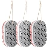 WLLHYF 3 Stück Badeschwamm für Frauen, Schwamm, Luffa, Körperschrubber, tiefes Peeling, Duschschwamm für Körper, große Größe, Badeschwamm, Badezubehör (cremefarbenes Pulver)