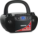 Beatfoxx CDB-1016U BK Boombox mit Kassette, CD-Player, Radio, Bluetooth und USB - Rekorder mit AUX-Eingang und Kopfhörer-Ausgang - Betrieb über Netzkabel oder 6X Typ C-Batterien - Kinder & Erwachsene
