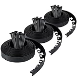 Flexible Rasenkante Kunststoff (30 m, schwarz) mit 90 Erdanker - Höhe 50 mm - Unsichtbare Raseneinfassung aus recyceltem Plastik - Leicht zu verarbeiten