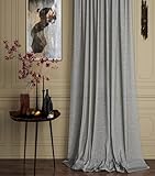 casavelo Leinen Gardine, Wohnzimmer Vorhang, leinen Optik, Glatt Genäht Ohne Falten, Für Schienensystem und Gardinenstange Geeignet (Grau, H:225xB:250 (1er Pack))