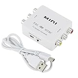 Uikdjgu 1 Stück Mini PAL NTSC Bidirektionaler TV-System-Konverter-Umschalter Weißer Videosystem-Konverter PAL zu NTSC NTSC zu PAL Dual-Wege-TV-Composite-Verbindung