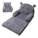 LIZEALUCKY Ausklappbarer Stuhl mit Cartoon-Motiv, graue Maus, 2-in-1, aufklappbare Couch, Kinder-Rückenlehne, Sessel, Bett, Kindersitz, Kleinkind-Sofa, Faltbare Liege mit Armlehnen für (2 Tier)