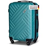 Xonic Design Boardcase Reisekoffer - Hartschalen-Koffer mit 360° Leichtlauf-Rollen - hochwertiger Kabinen-Trolley mit Zahlenschloss - Hand-Gepäck in 55x35x20cm ((Boardcase Seegrün, S))