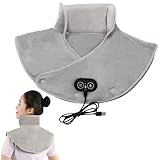 Heizkissen für Nacken Schulter 45 * 30cm, Wärmekissen mit 3 Wärmestufen 3-stufige Massagefunktion, Nackenwärmer Schulterwärmer Elektrisch, Waschbar NackenHeizkissen, Abschaltautomatik für Damen Männe