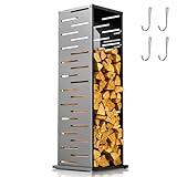 Diyfire Kaminholzregal mit Louver Muster, Feuerholz Holzscheithalter als Indoor Pflanzenständer, Outdoor Sichtschutz, Kaminholzaufbewahrung für Feuerstellen Kamin Pergola Pavillon Terrasse Deck Balkon