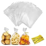 LISOPO 200 Stück Cellophantüten Süßigkeiten Tüten transparente Zellophantüten mit Kabelbinder Partytüten Geschenkbeutel für Hochzeit Geburtstag Weihnachten Tüten(15 x 10 cm)