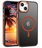 DOMAVER Magnetisch Hülle für iPhone 13/iPhone 14, Handyhülle iPhone 13/iPhone 14 6.1'' Case kompatible mit Mag Safe, Durchscheinend Matt Stoßfeste Rundumschutz Schutzhülle, Orange
