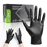 Nitrilhandschuhe Schwarz Puderfrei – Einmal Untersuchungs- & Schutzhandschuhe – Latexfrei, Reißfest, Chemikalienbeständig, Lebensmittelecht – 100 Stück Größe [S/M/L] (Schwarz, L)