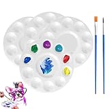 6 Stück Wet Palette, Mischpalette Acrylfarben, Mischenmalpalette, Farbmischpalette, Universalpalette, für DIY Kunst Malerei, Weiß(4 Runde Paletten + 2 Liner-Stifte)