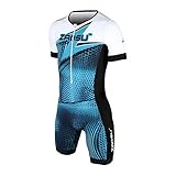 ZAOSU Racing Herren Aerosuit - Trisuit Einteiler | Triathlonanzug mit Arm, Farbe:blau, Größe:S