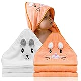 BABYBRIDGE 2 Stück Babyhandtuch mit Kapuze - Baby Erstausstattung Neugeborene - Kapuzenhandtuch Baby mit Tieren - Baby Erstausstattung - Baby Badetuch - Bademantel Baby mit Tieren - Baby Handtuch