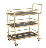 AZHKJKZH Rollende Lagerwagen Eisenwagen Mit Rädern, Mobiler Küchen-Aufbewahrungswagen, Hotel-Restaurant, Lebensmittel-Lieferwagen, Heimaufbewahrungswagen, Teewagen Aufbewahrungswagen(Black,3 Tier)