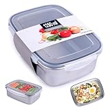 Tool & Tree Edelstahl Brotdose 1250 ml - Luftdicht & mit transparentem Deckel aus Plastik – Aufbewahrungsbox Lunchbox & Brotbox in einem - Robuste Vorratsdose - Spülmaschinengeeignet