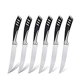 Steel Steakmesser-Set Edelstahlmesser Hochglanzpolierte Griffe Scharfe Steakmesser mit Wellenschliff 4/6/8-tlg(6 Pcs Steak Knife)