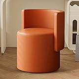 XIGOUZIQU Polsterhocker rund Schminkbank Make-up Eitelkeits Hocker 360° Drehbar for Make-up, Wohnzimmer, Eingang Ankleidezimmer, Schlafzimmer(Orange)
