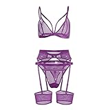 Damen Unterhosen Kontrastfarbe Bequeme mit Strumpfhaltergürtel-Dessous Pyjamas BH Tüll Fishnet Einteiler Plus Size Fishnet Size Reizwäsche Open Crotch