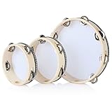 MIVIDE 3-teilig Tambourin, Holz Tambourin, Handtrommel für Erwachsene (6zoll, 7zoll und 10zoll)