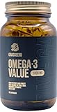 GRASSBERG - Omega-3 Value 1000mg | Hochwertiges Fischöl aus Wildfang für Herz- und Gehirngesundheit - 60 Kapseln