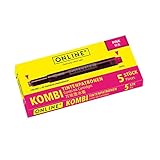 ONLINE Kombi-Tintenpatronen, Universal-Patronen, kompatibel mit allen gängigen Füllern, auch Lamy-Füller, Ersatz-Patronen, Schachtel mit 5 Großraum-Patronen, Farbe: Pink
