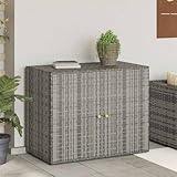 Mokuyary Gartenschrank Grau 100x55.5x80 cm Poly Rattan, Outdoor Aufbewahrungsschrank mit 2 Türen für außenbereich, Garten, Terrasse, Balkon, Gartengeräten, Poolzubehör