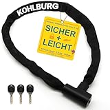 KOHLBURG Kettenschloss Fahrrad [103cm lang, 6mm starke Titan-Stahl Kette] - zuklickbares Fahrrad Schloss mit Schlüssel [3x] auch als e Scooter Schloss & e Bike lock - Fahrradschloss hohe Sicherheit
