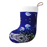 CHANGLEI Schöne Quallen-Weihnachtsstrümpfe, große Weihnachtsdekoration, Ornamente, doppelseitiger Druck, festliche Urlaubssocke, hochwertiges Flanell-Plüschmaterial (1 Stück)