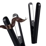 Mini Glätteisen Locken und Glätten, 2025 Neu Doppelzweck Kabellos Glätteisen mit Heißschutzgehäuse, 17cm Antistatische Keramik Glätteisen Klein Haarglätter für Haare Seidiger Glanz (Schwarz)