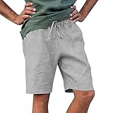 Herren-Shorts aus Baumwolle und Leinen, Sport-Shorts, Herren, Radsport, kurze Hose, Herren, Fitness-Shorts und Bermudashorts für Herren, Laufen, Badeshorts, Laufshorts, Strand, grau, S