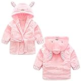 Vine Baby Bademantel, Unisex Bademantel Baby Mädchen, Kleinkinder Kids Bademantel mit Kapuze Kapuzenbademantel Kapuzenhandtuch Niedlichen 12-24 Monate,Rosa