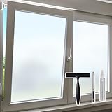 Windimiley Fensterfolie Blickdicht Sichtschutzfolie Fenster, Milchglasfolie Selbstklebend Statisch haftend, UV-Schutz Sichtschutz Glasfolie für Heimbüro Badezimmer Küche Matt 44.5 x 200 cm