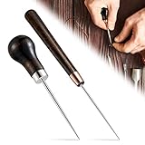 2 Stück Massivholz-Griff bohrbarem Ahle erhandwerk Tuch Professionelle Stitching Nähen Reparatur-Werkzeuge Mengonee