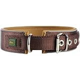HUNTER Hundehalsband NEOPREN REFLECT, Farbe: braun/caramel, weiche Polsterung, reflektierend, besonders breit für optimalen Tragekomfort, ideal für Spaziergänge in der Dämmerung, Größe: XL (70)