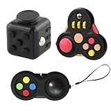 Fidget Toy, 3er Set Fidget Cube Stressabbau Spielzeug, Anti Stress Würfel Zur Entspannung Und Stressabbau; Stresswürfel 'Spielzeug' Zum Stressaubbau Bei Nervösität Für Alle Altersklassen In Schwarz
