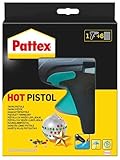 Pattex Heißklebepistole / Klebepistole mit mechanischem Vorschub und hitzeisolierter Düse / Set mit Pattex Heißklebepistole + 6 Klebesticks, Ø 11 mm
