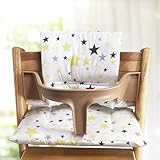 Sitzkissen für Stokke Tripp Trapp, Wasserdicht Kissen Sitzbezug, Rutschfest Weiches Abnehmbar, Bio-Baumwolle Baby Sitzkissen, Hochstuhlauflage für Säuglinge Kinderhochstuhl