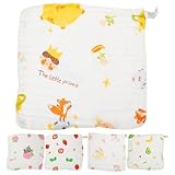 PAMINGONO 5 Stück Teiliges Weicher Atmungsaktiver Baumwoll Waschlappen für Neugeborene Hautfreundlich Saugfähig Vielseitig als Badetuch und Reisehandtuch Schneller Trocknungseffekt